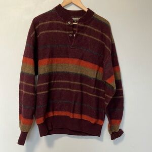 Timberland Vintage made in Italy Cozy Crewneck Sweater Brown Orange stripes